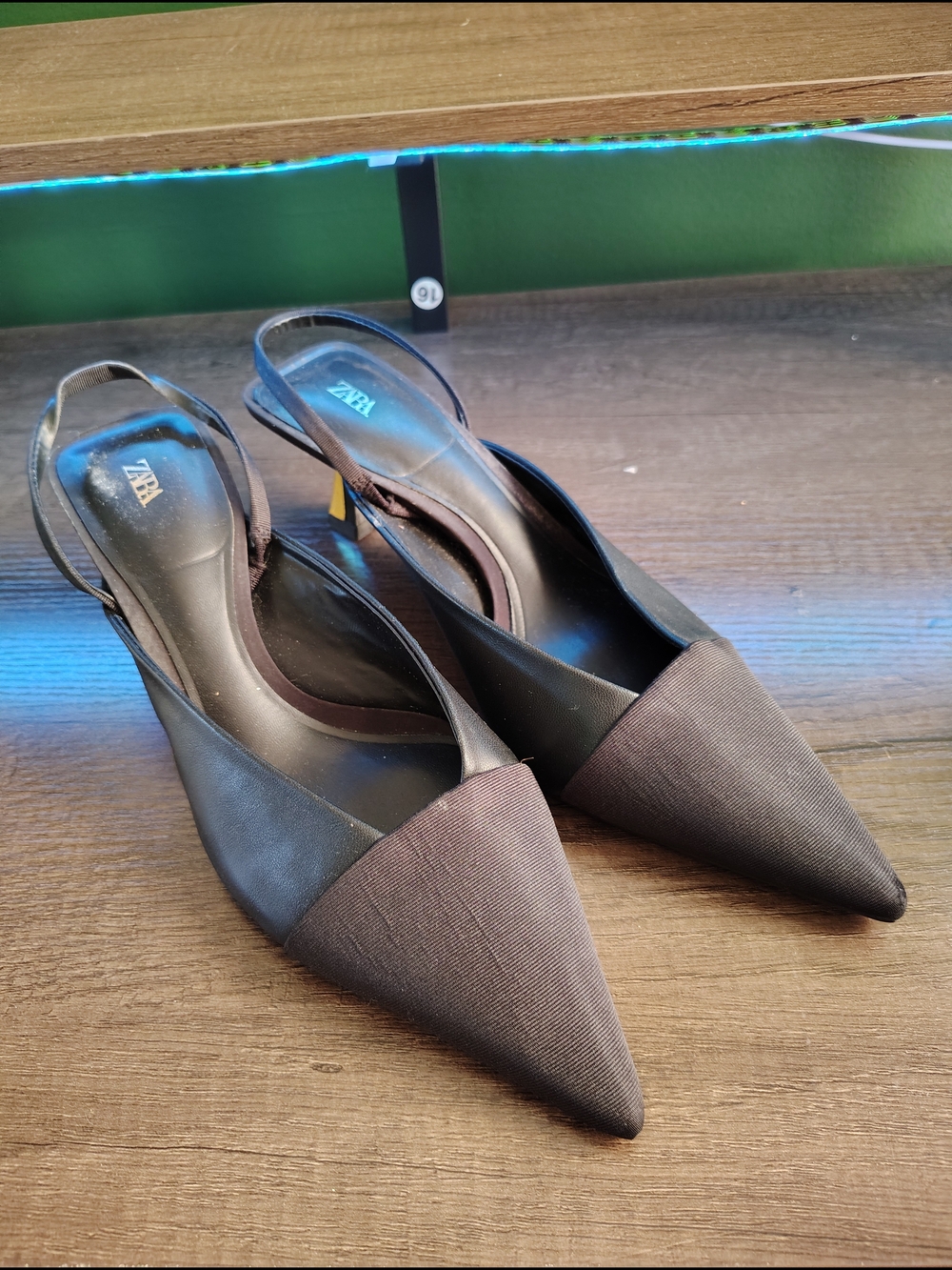 Zara Black Pointed Slingback Heels